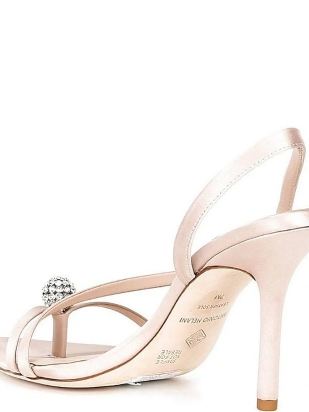 Antonio Melani Ames Two Satin Jeweled Thong Dusk Sand Heels Size 8.5 NWOB